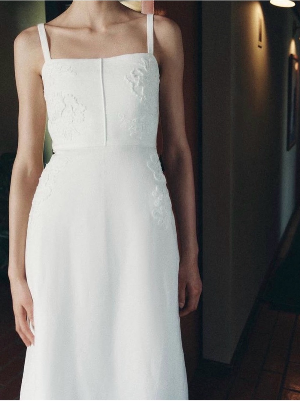 Zara Linen Blend Embroidered Midi Dress - Picture 3 of 11